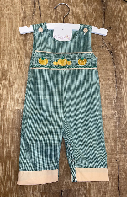 Green pumpkin embroidery boy romper