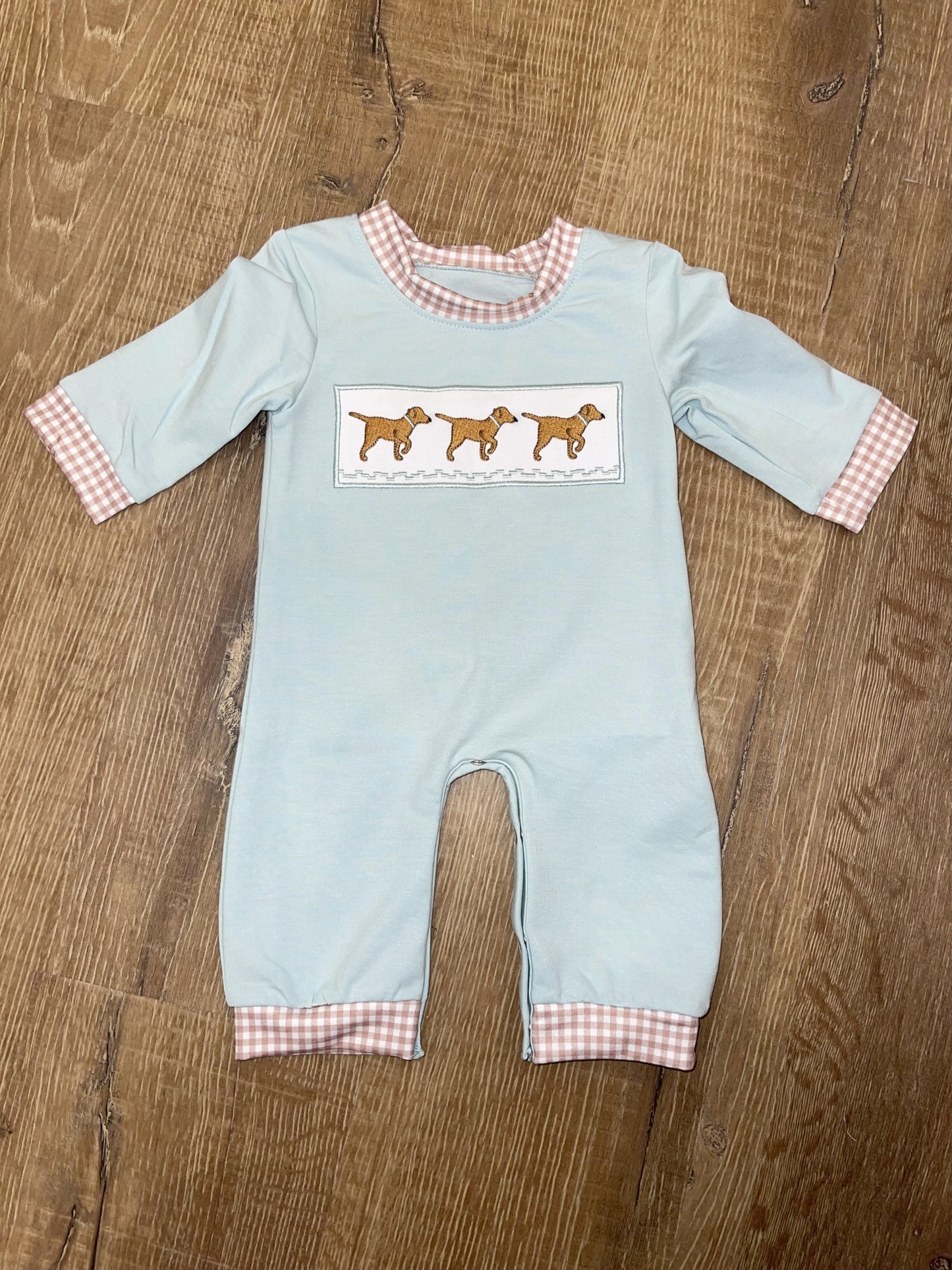 Dog embroidery boy romper