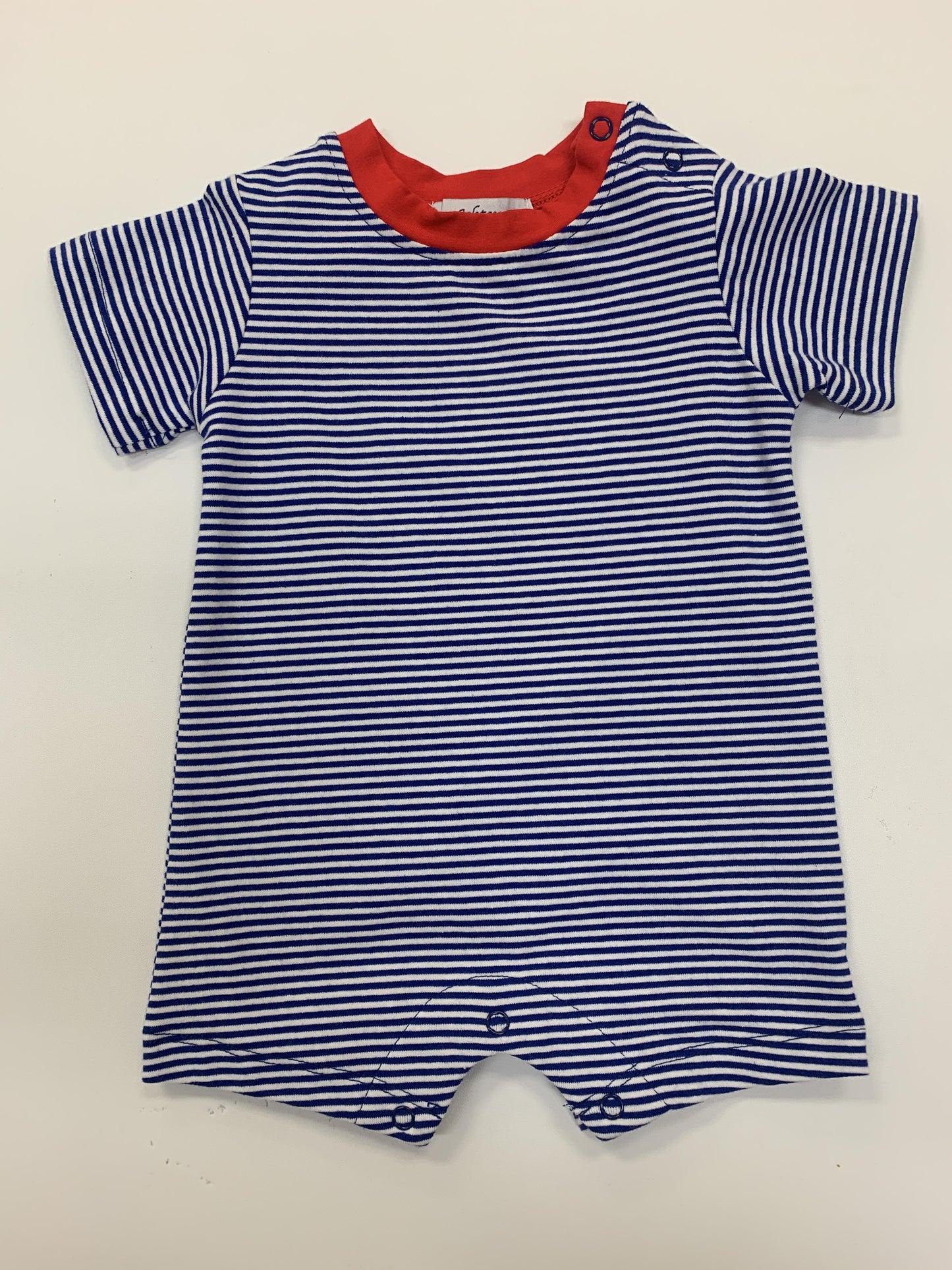 Blue/White Stripe Boys Romper 3M